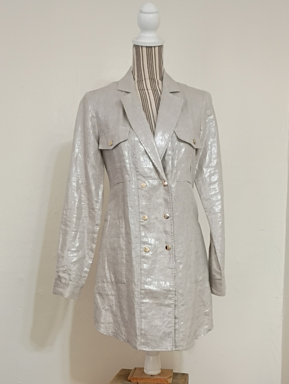 Per Se by Carlisle Vintage Linen Blend Double Breasted Jacket Size 2